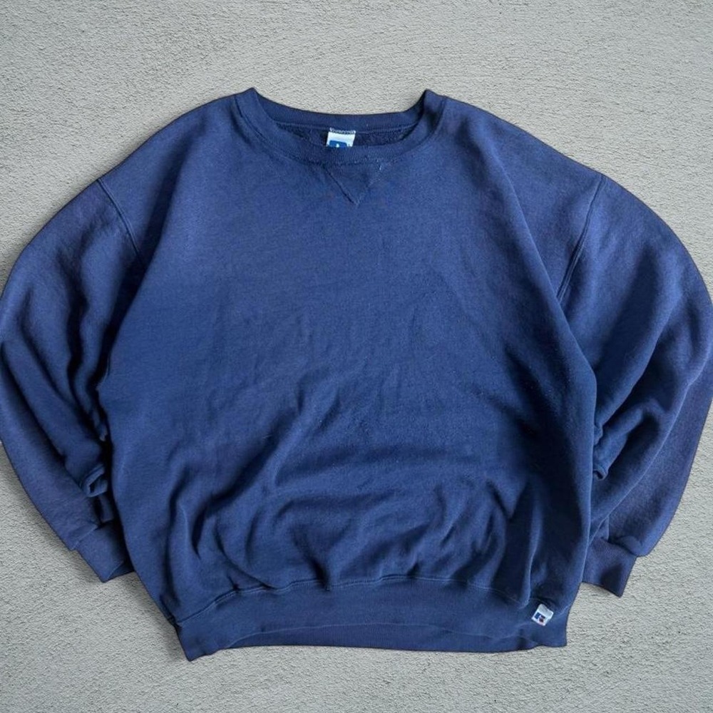 90s Russell Athletic Navy Sweatshirt XL Sun Fade